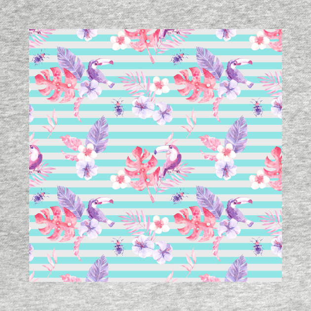 Stripe and Flowing Floral Pattern by giantplayful